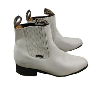 New 7 Machos 100% Leather Ivory White Boots sz‎ 9